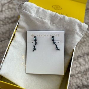 Kendra Scott Sutton Navy Gunmetal Indigo Mix Ear Climber Earrings NWT$60